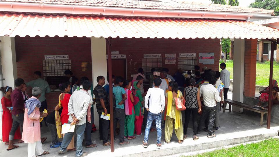 Patients line up to be treated at the Ladgadh Leprosy Hospital