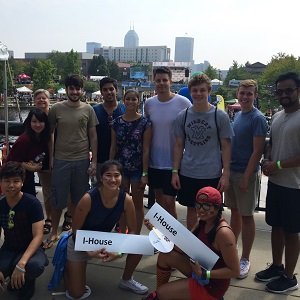 students who live at I-House in front of the Indianapolis canal at Regatta