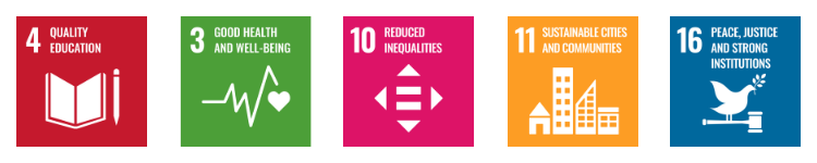 SDGs 4, 3, 10, 11, and 16